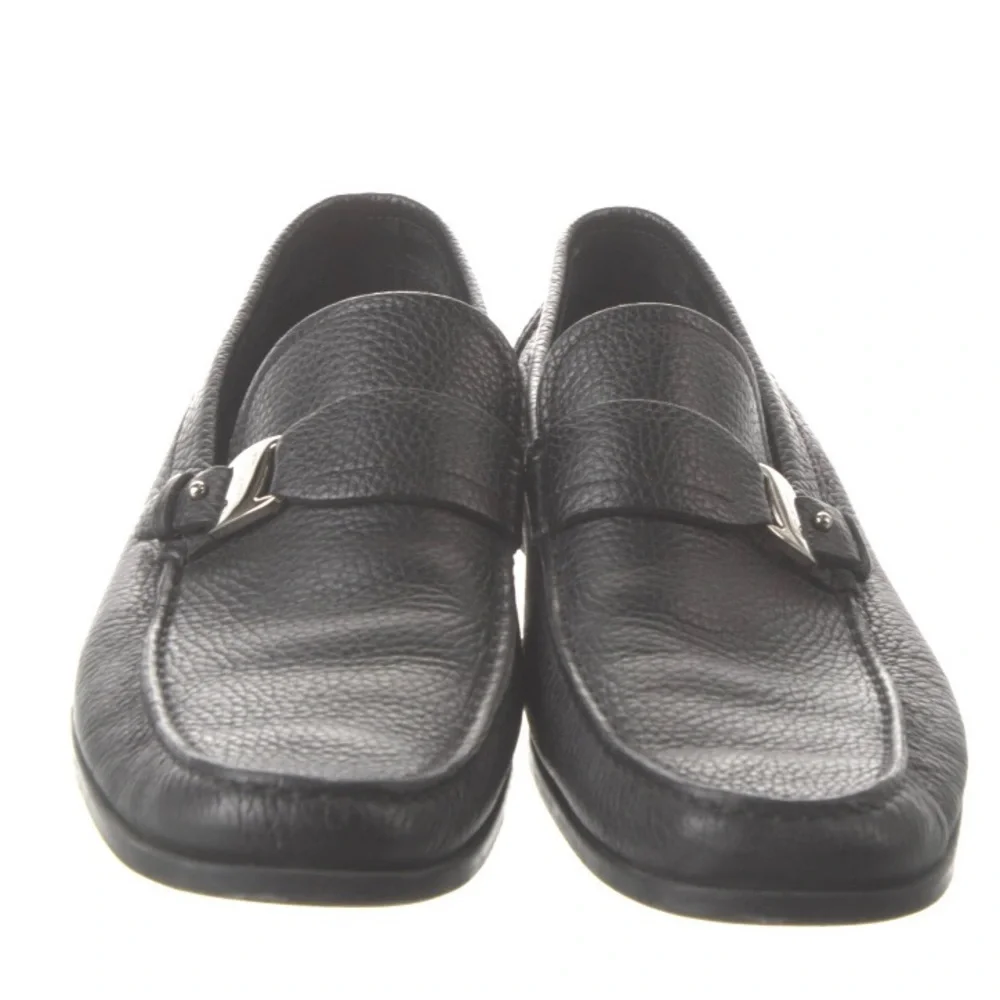 Salvatore Ferragamo Bravo Pebbled Buckle Strap Loafer Solid Black Size 9.5 D - Picture 2 of 4
